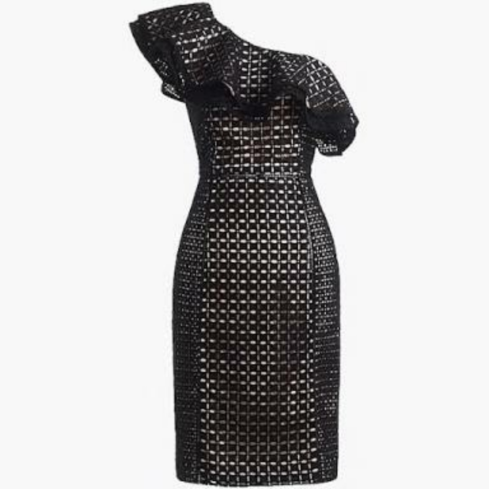 NWOT J. Crew collection black eyelet nude dress